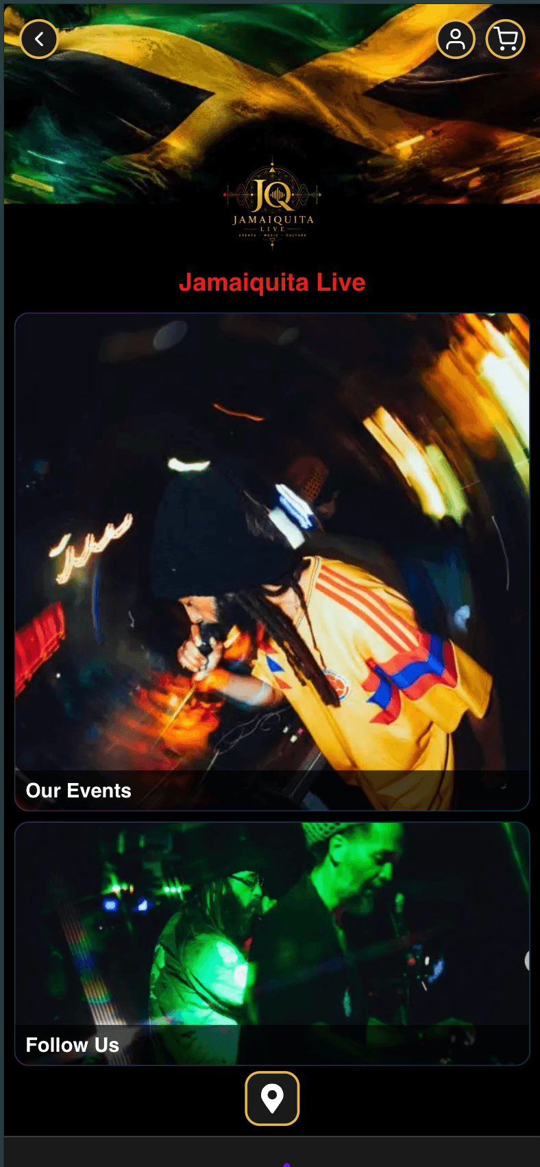 Tienda de Jamaiquita Live hecha con indiVend, mostrando sus eventos de música en vivo
