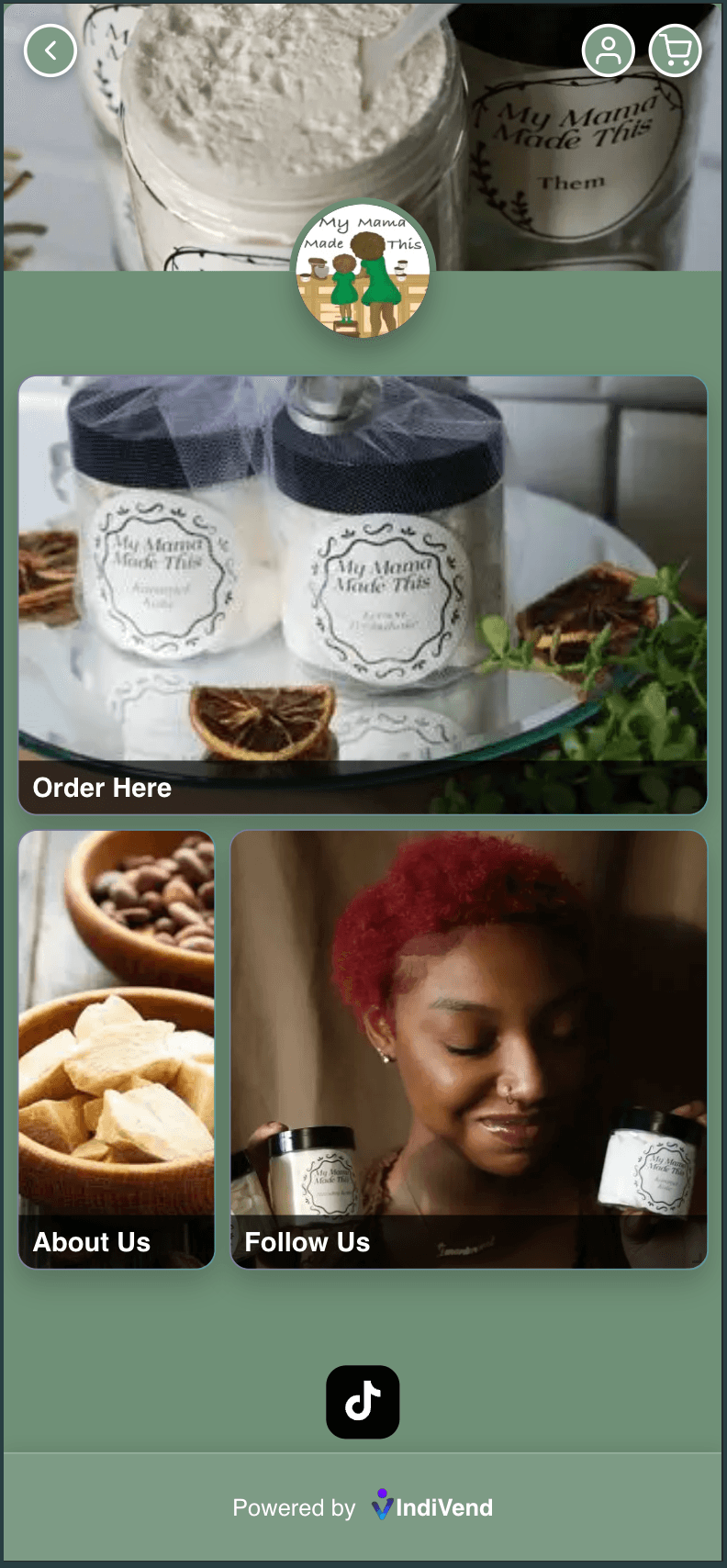 Tienda de My Mama Made This hecha con indiVend, mostrando sus productos naturales para la piel
