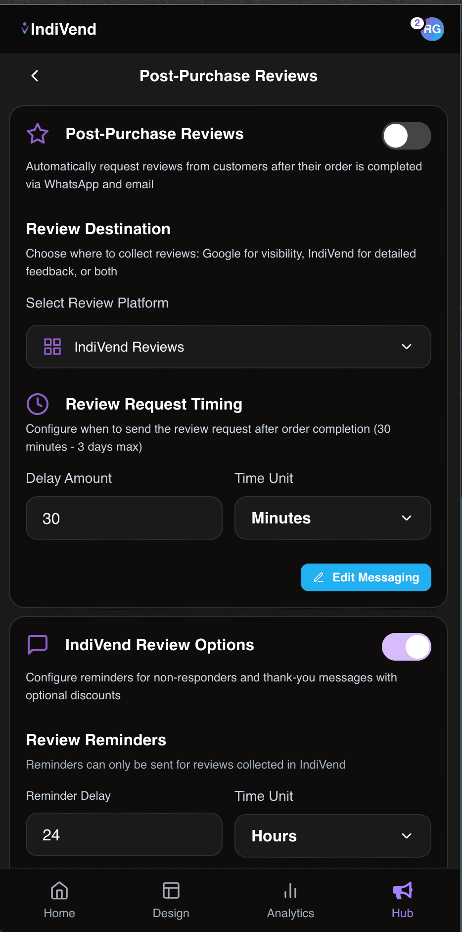 Post purchase reviews