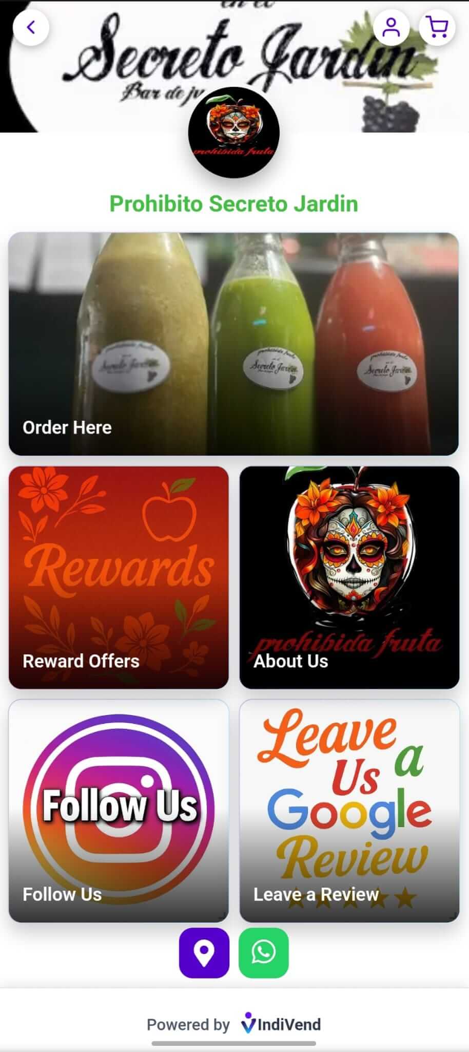 Tienda de Secreto Jardin hecha con indiVend, mostrando sus productos de bienestar natural